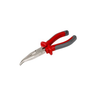SNIPE NOSE PLIERS BENT 6" - 160MM.LONG JAWS WITH TEETH ON BOTH OF THEM. DROP FORGED. HARDENED.SIDE CUTTING EDGES. HEADS - SATIN