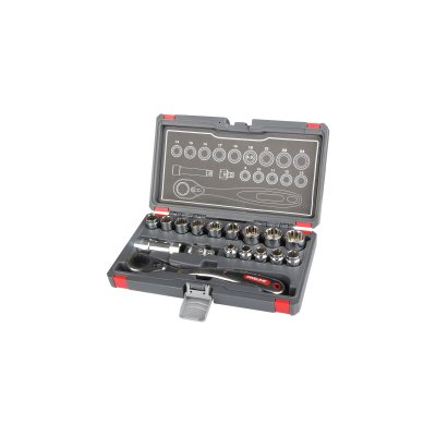 SPLINE GO-THROUGH SOCKET SET WITH RATCHET 17PCS CRV PROLINE