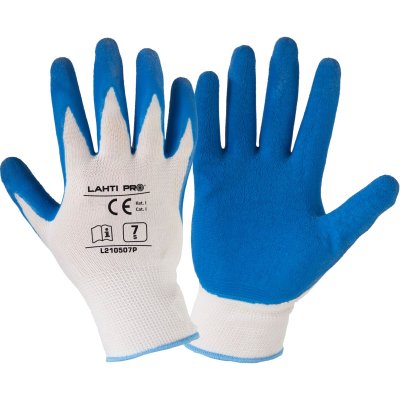 GLOVES LATEX BLUE-WHITE L210510P, 12 PAIRS, "10", CE, LAHTI