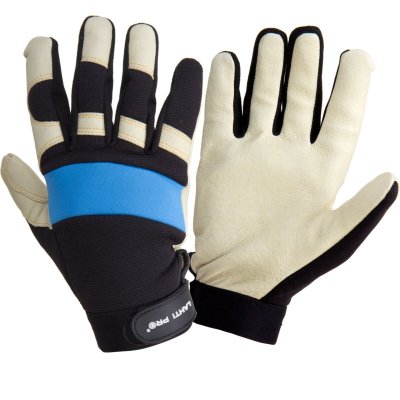 GLOVES PIG LEATHER BLUE-BLACK L280411P, CARD, "11", CE,LAHTI