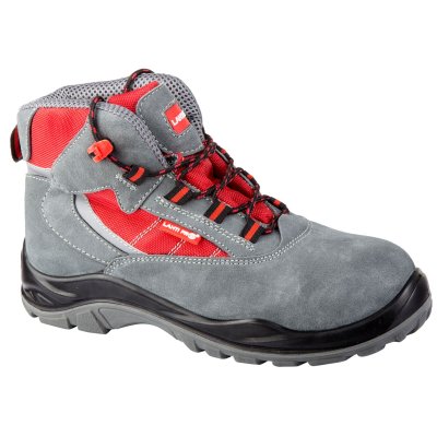 ANKLE SHOES, SUEDE/OXFORD, GREY-RED, S1P SRC, "42", CE,LAHTI