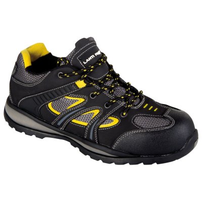 SHOES, NUBUCK/MESH, BLACK-YELLOW, S1P SRA, "47", CE, LAHTI