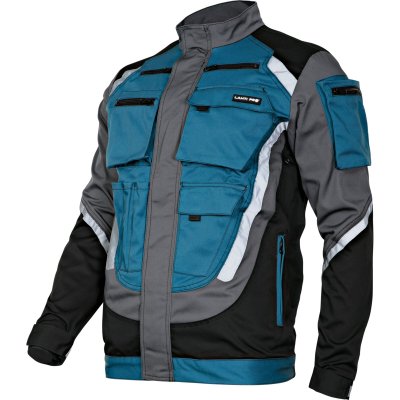 JACKET WITH REFL. STRIPES, BLACK-GREY-TURQ., "M", CE, LAHTI