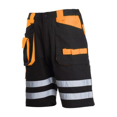 SHORTS, BLACK-ORANGE, 100% COTTON, WITH REFL, "2XL",CE,LAHTI