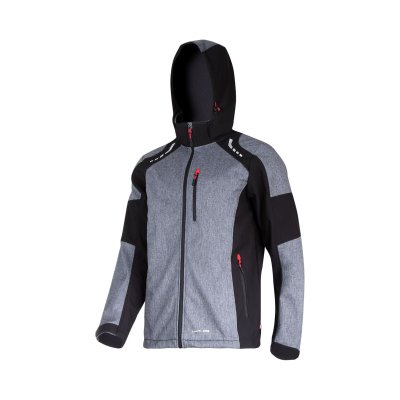 SOFTSHELL JACKET, HOOD, GREY-BLACK-RED, "2XL", CE, LAHTI
