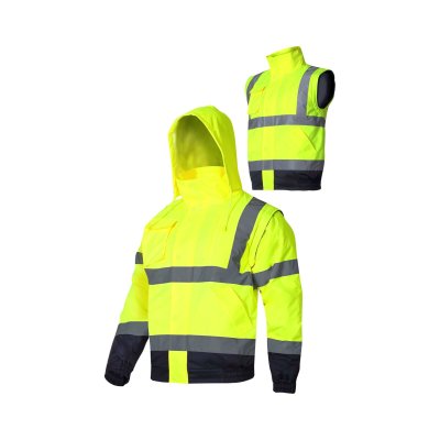 WARNING PADDED JACKET DET. SLEEVES, YELLOW, "L", CE, LAHTI