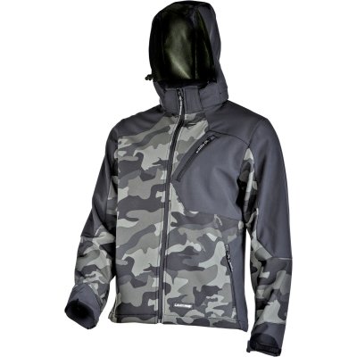 SOFTSHELL JACKET, HOOD, GREEN-BLACK CAMOUFLAGE, "L",CE,LAHTI