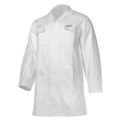 APRON, WHITE, 100% COTTON, 240G/M2, "L", CE, LAHTI